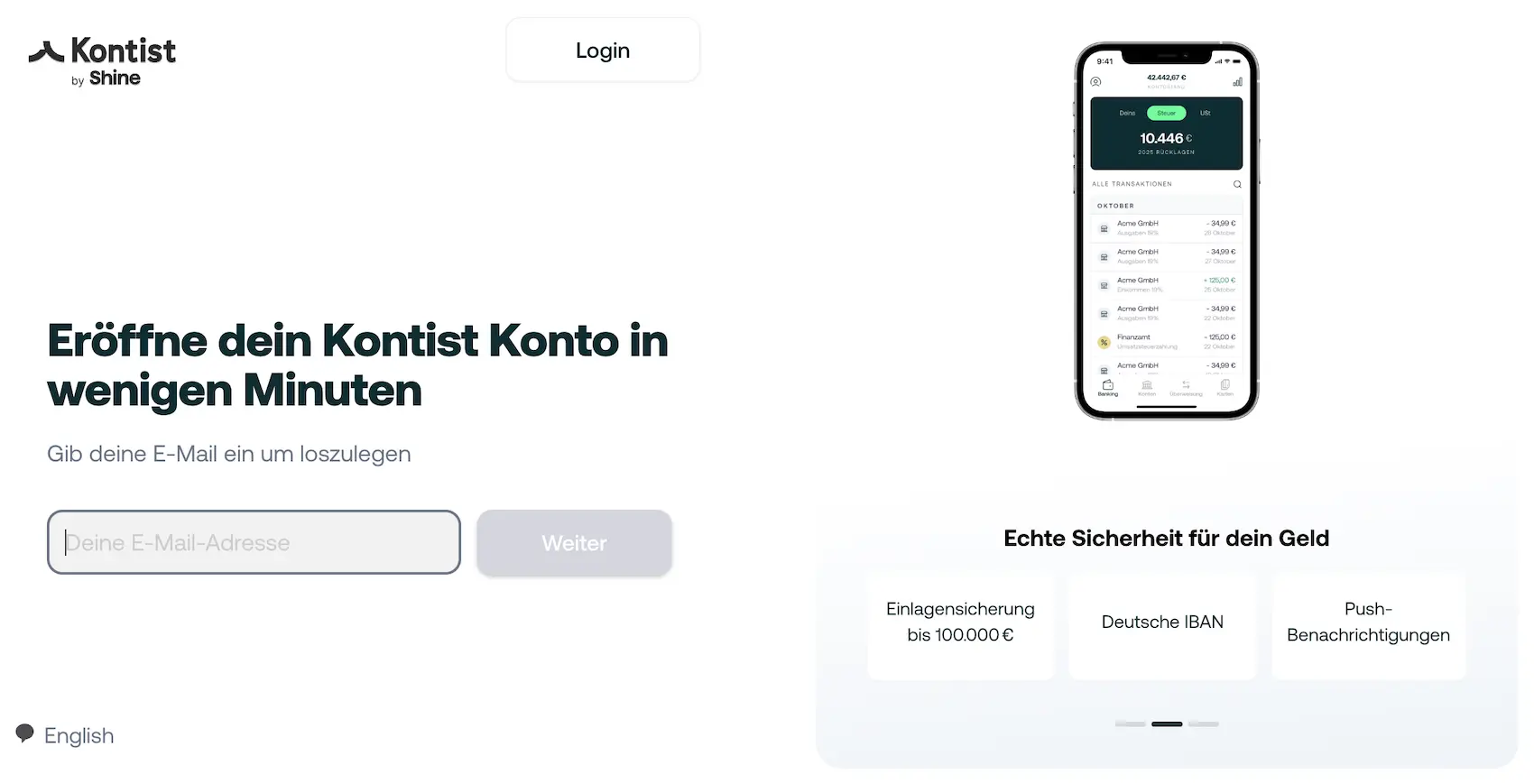 Screenshot: Kontist Kontoeroeffnung